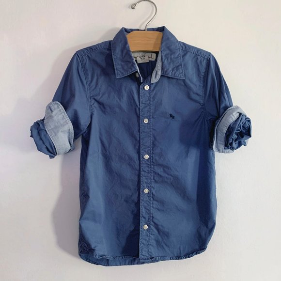 SOLD: H&M Boys Slate L/S Button Down Shirt, 7-8Y - Picture 1 of 4